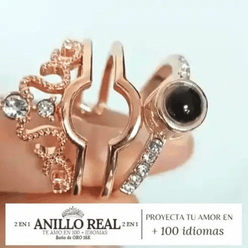 ¡EXCLUSIVO! 2 EN 1 ANILLO REAL (TE AMO +100 IDIOMAS) 👑👑👑