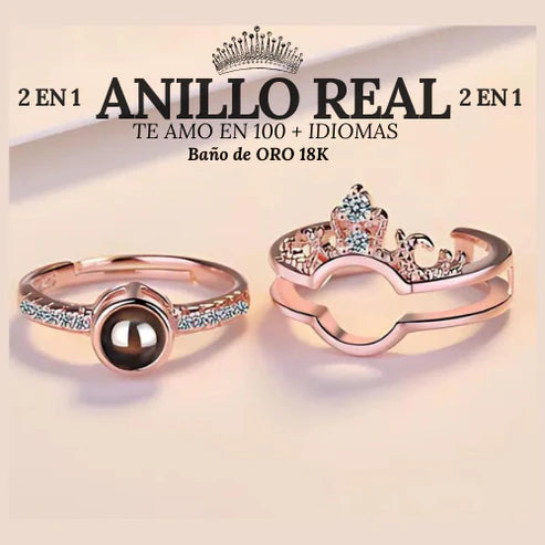 ¡EXCLUSIVO! 2 EN 1 ANILLO REAL (TE AMO +100 IDIOMAS) 👑👑👑