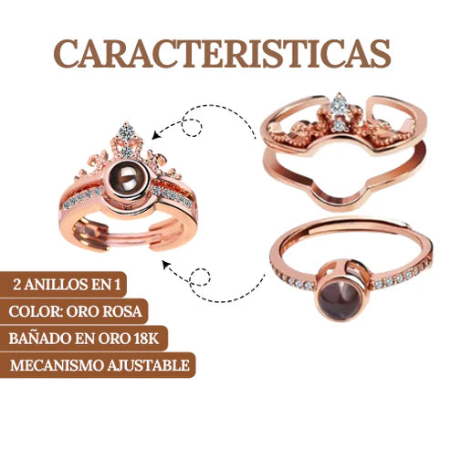 ¡EXCLUSIVO! 2 EN 1 ANILLO REAL (TE AMO +100 IDIOMAS) 👑👑👑